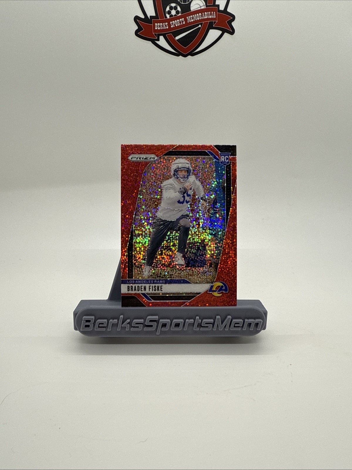 2024 Panini Prizm Braden Fiske RC Red Sparkle Rookie #310 Rams
