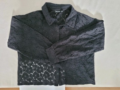 Pieces Damen Kurz Bluse Gr. S schwarz