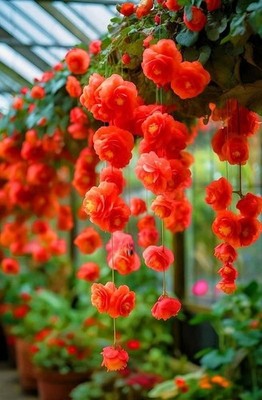 Weeping Begonia Flower Bulbs Dark Orange | Pack of 2 | Easy Grow