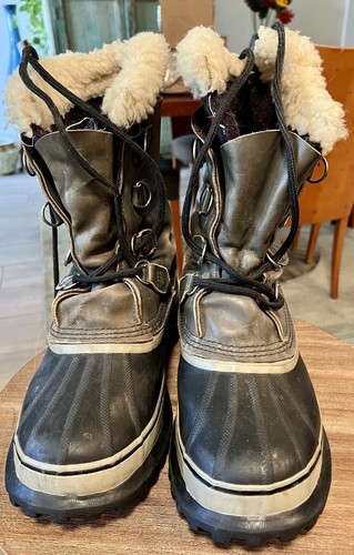 Sorel Kaufman Caribou Men Winter Snow Boots 10.5 - 11 Wool Liners Made Canada