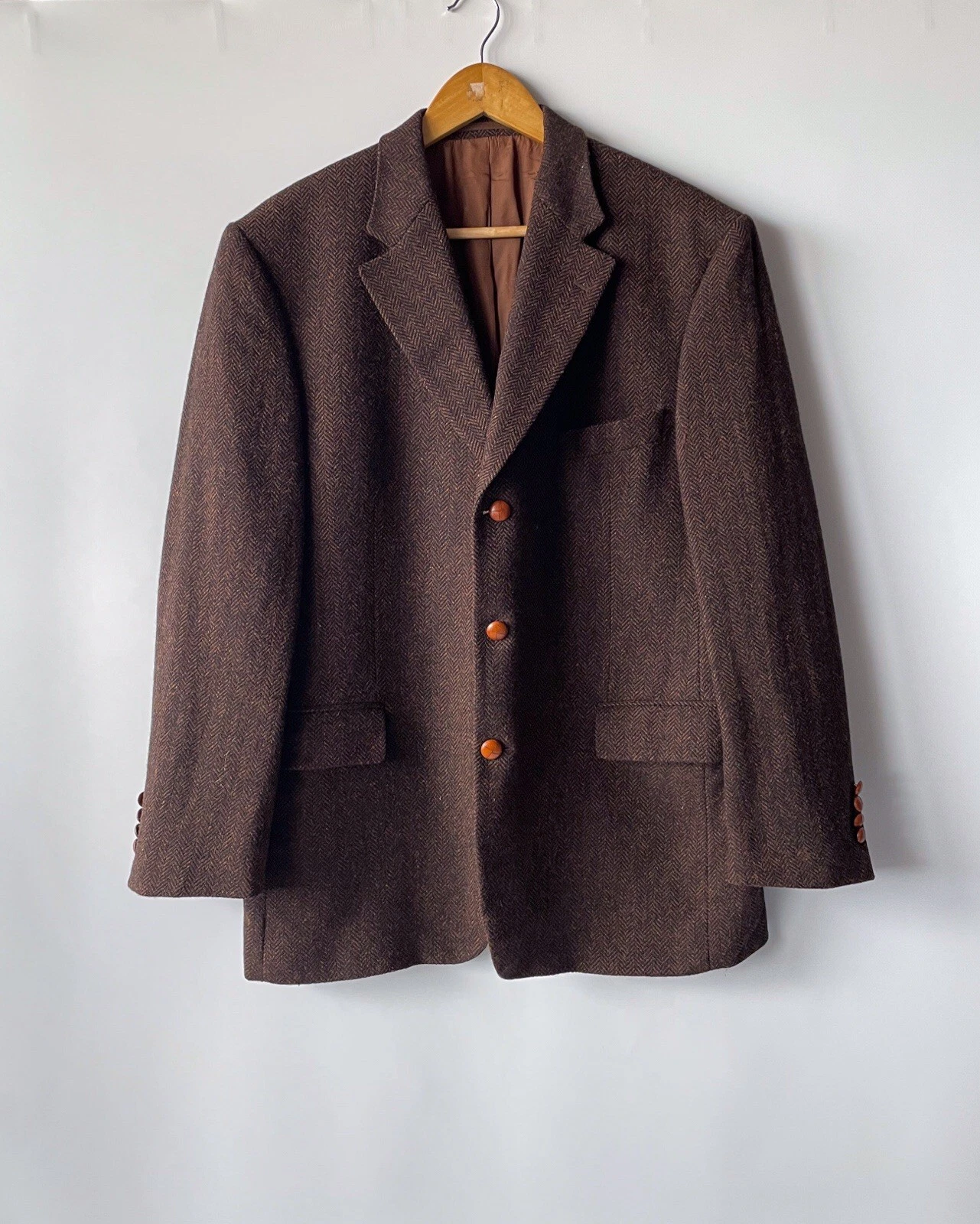 Vintage Odermark Tweed Blazer with Leather Buttons – Size L/XL