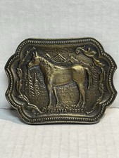 Vintage 1970s Quarter Horse  Commemorative Pewter Belt Buckle 3.5  X 2.5  