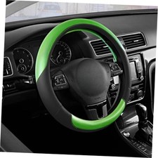 Steering Wheel Cover Breathable Leather Steering Wheel Cover, Black Green