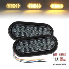 6" Oval Smoked Lens Amber LED Trailer Tail Lights 2 2 Oval Smoked Lens Amber