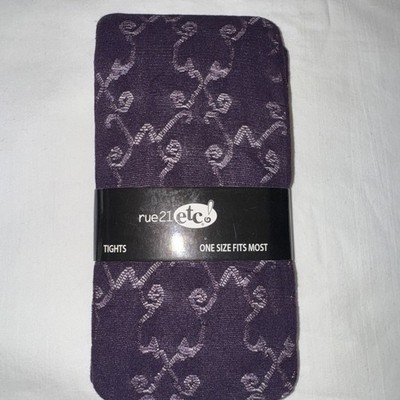 rue 21 etc! Purple Patterned Tights One Size Fits Most