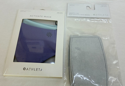 ATHLETA Activate Face Mask  Womens One Size 2 Pack masks Blue Purple & Inserts