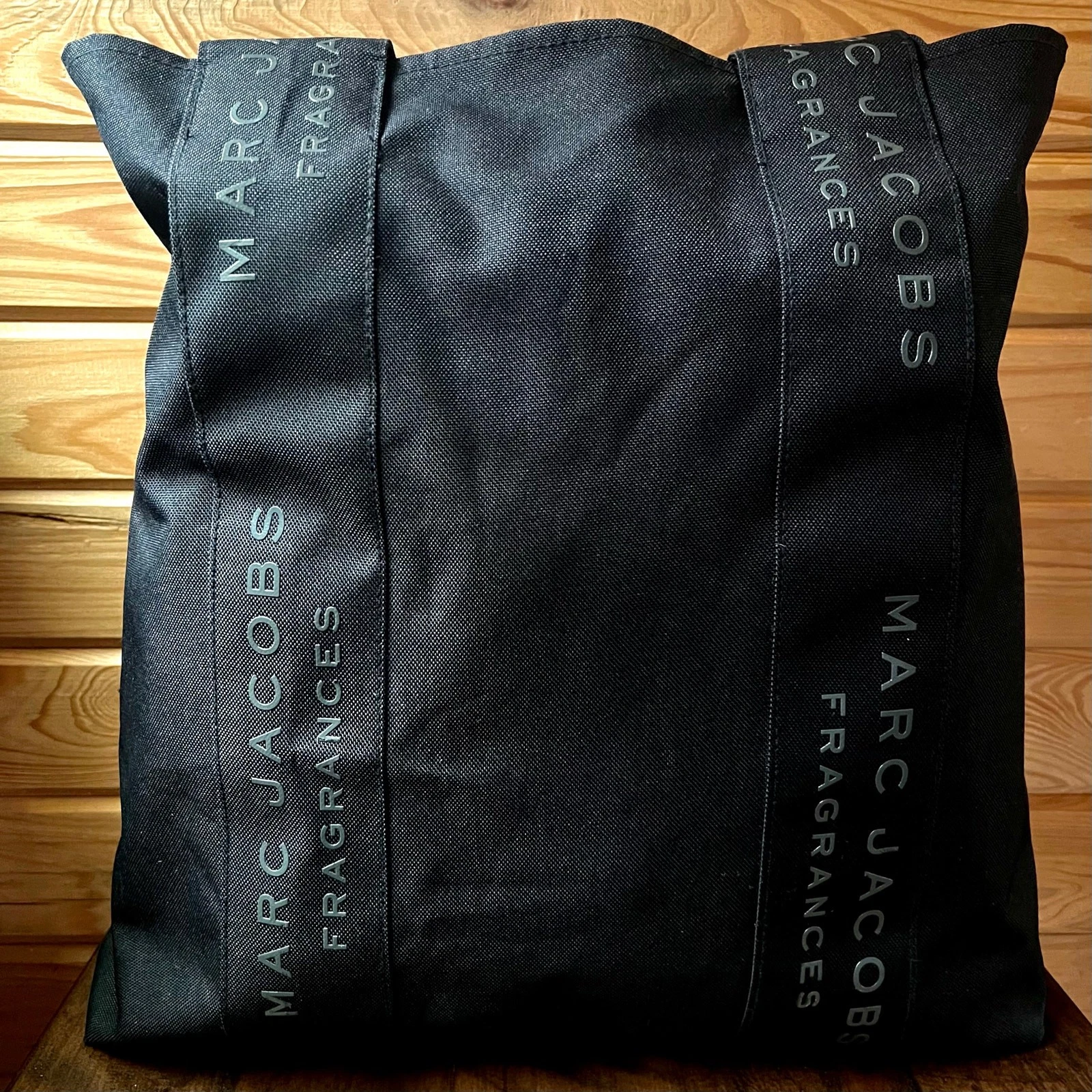 Marc Jacobs Black Logo Tote Bag Large Canvas Shopper Minimalist Everyday Carry