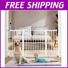 Sturdy Metal Baby Gate, Auto Close, Pressure Mounted - White
