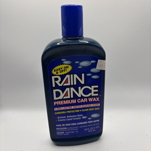 Vintage Rain Dance Premium Car Wax 16 Oz Used Approximately 50% Full Blue Bottle