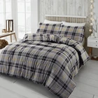 100% Brushed Cotton Flannelette Thermal Tartan Check Duvet Cover Bedding Set