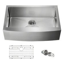 33" Handcrafted Farmhouse Apron Single Bowl Stainless Steel Kitchen Sink