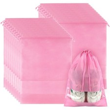 20 Pack Shoe Bags for Travel Large Packing Clear Window Dustproof Pink Storage