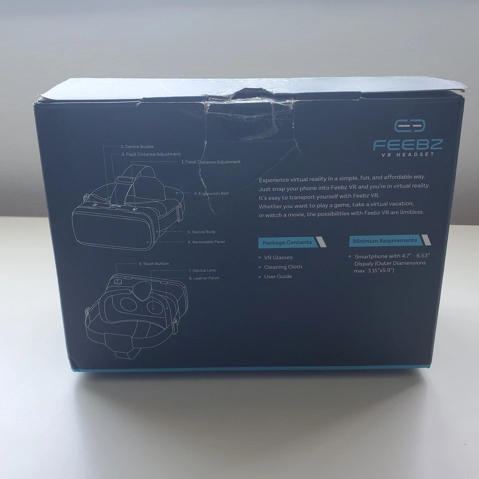 Feebz VR Headset Black Blue VR Phone Compatible - Image 4 of 4