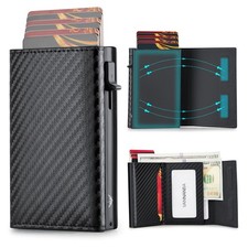 Mens Wallet Card Holder, Pop Up Aluminum Case Smart Wallet for Men RFID Block...