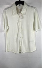Banana Republic Women's White Short Sleeve Blouse Lyocell Modal Sz L NWT