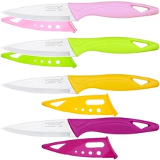 FODCOKI Paring Knife, 4 inch Fruit Paring Knives Set of 4 with Cover Sheath, ...