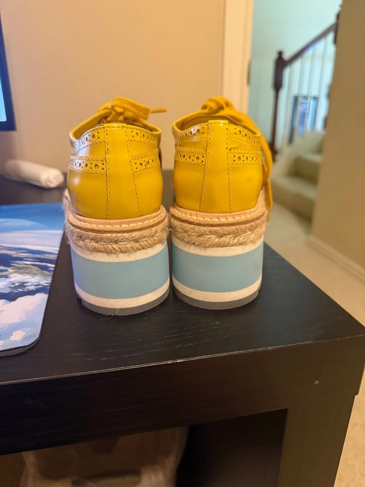 Prada Yellow Leather Brogue Platform Derby Ladies - Image 4 of 4