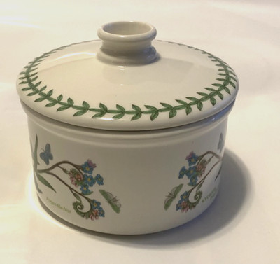 Portmeirion Botanic Garden Vergissmeinnicht Topf + Deckel Top Zustand 12,5 cm Durchm.