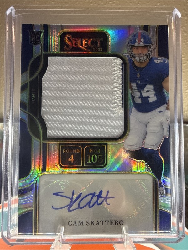 Panini 2025 Select Cam Skattebo Giants Prime Selection Prizm Auto Patch /199