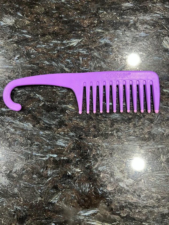 Conair Wide Tooth Comb Purple Shower Detangler Hook Handle 9 Inch Hair Tool - Image 2 of 4