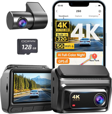 DDPAI Dashcam Auto Vorne Hinten 4K+1080P, Integriertem 32GB Emmc Dash Cam, 4G LT