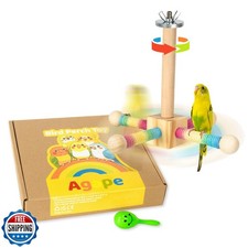 Agape Bird Toy, Parrot 360  Interactive Rotating Perch, Bird Cage