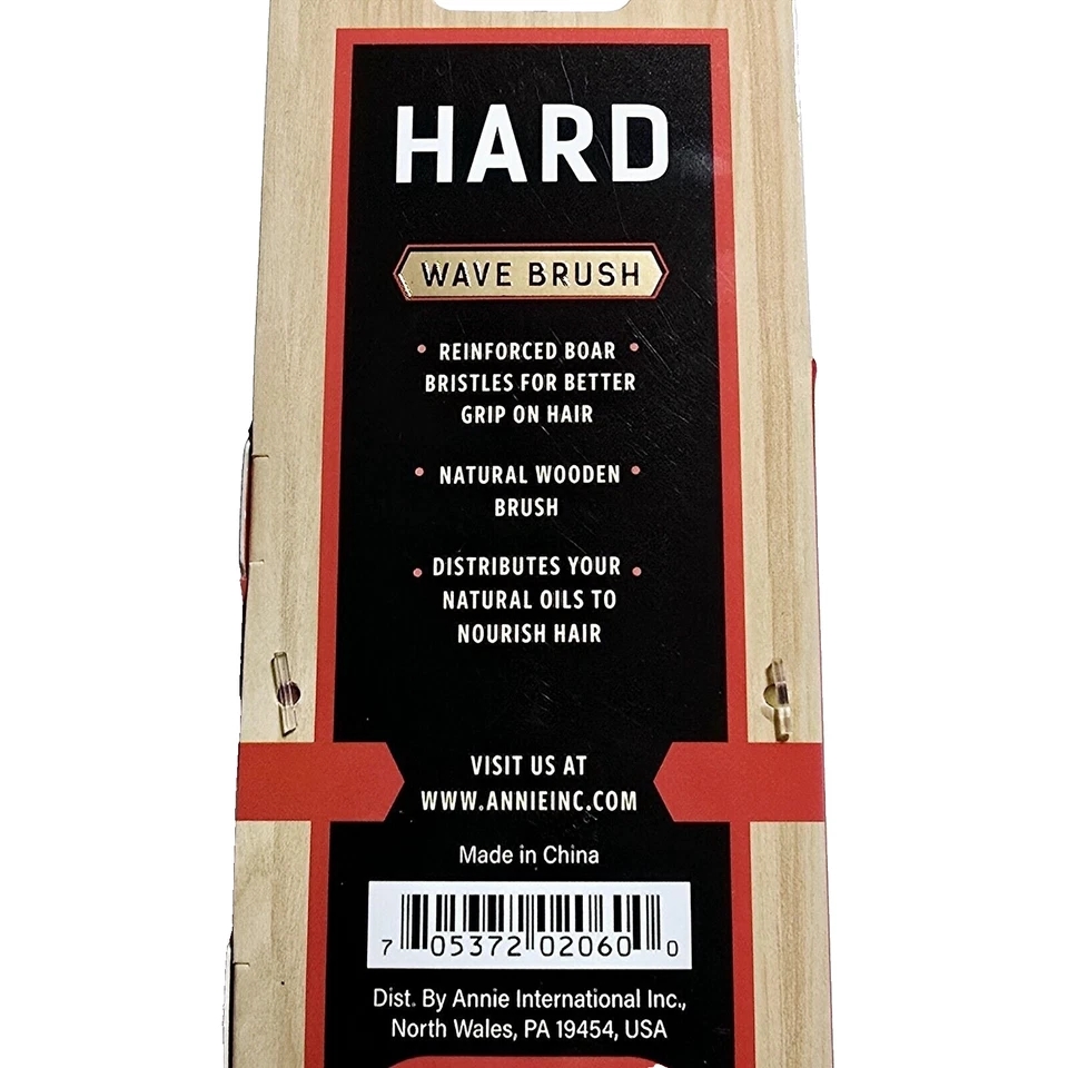 Nuevo cepillo de cerdas de jabalí de onda dura Annie 2060 mango de madera acabado natural cabello nuevo con etiquetas Foto 4 de 4