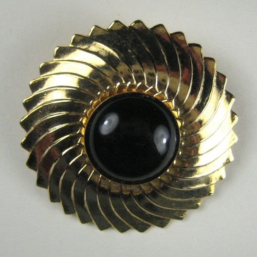 Jeri-Lou Round Swirl Vintage Dress Clip Goldtone 1.7 In for Fur Scarf Pin Shoe
