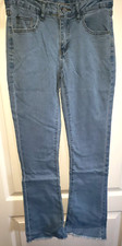 NEW WOMENS light blue DENIM JEANS PANTS size 4 stretch flat front NICE