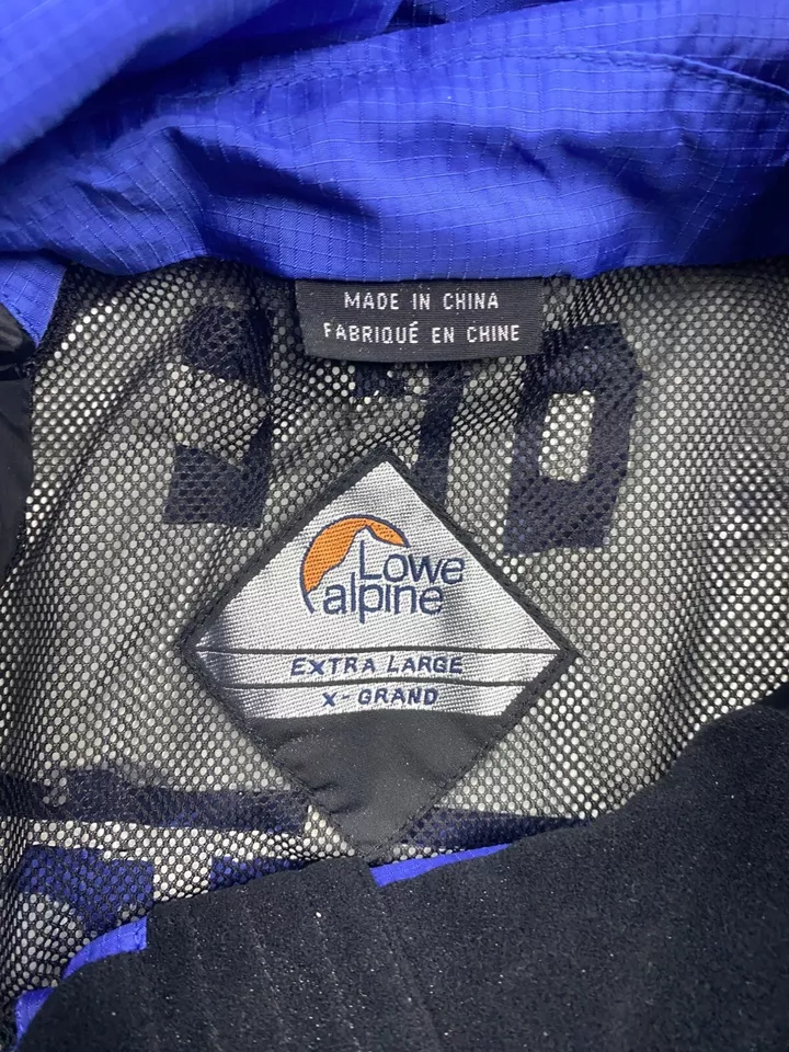 Lowe Alpine Jacket Men XL Blue Triple Point Ceramic Hooded Windbreaker Rain Coat - Image 4 of 4