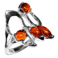 4.1g Authentic Baltic Amber 925 Sterling Silver Ring Jewelry N-A7362 s.7