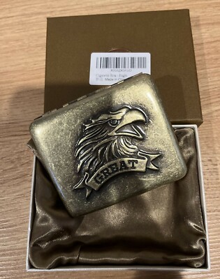 Retro Metal Cigarette Case Eagle Head Embossed Design Double-Sided SpringClip 