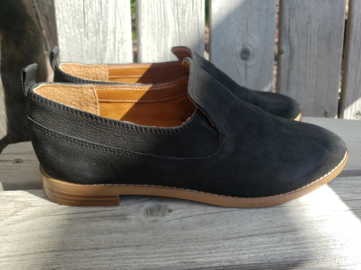 Franco Sarto Womens Loafers Sz 7.5 M Hum Black Nubuck Leather Cushioned Slip On