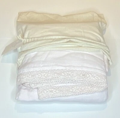 Restoration Hardware Garment-Dyed Crochet Linen Duvet Cover Twin Petal NEW $229