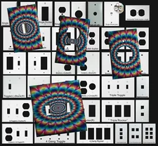 Rainbow Flag circular circle pattern Switch Outlet wall Cover Plate Home Decor