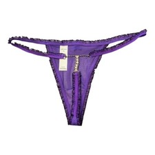 Delicates Vintage Rhinestone 6 Ruffles Thong String Bikini Panties Underwear
