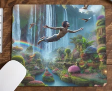 Lucid Dreaming Paradise Epic Garden Waterfall Graphic Mouse Pad