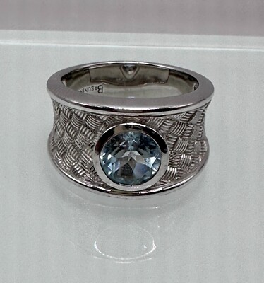 Breuning Sterling Silver Basket Weave Blue Topaz Ring Sz 8.5 [083 PIy]