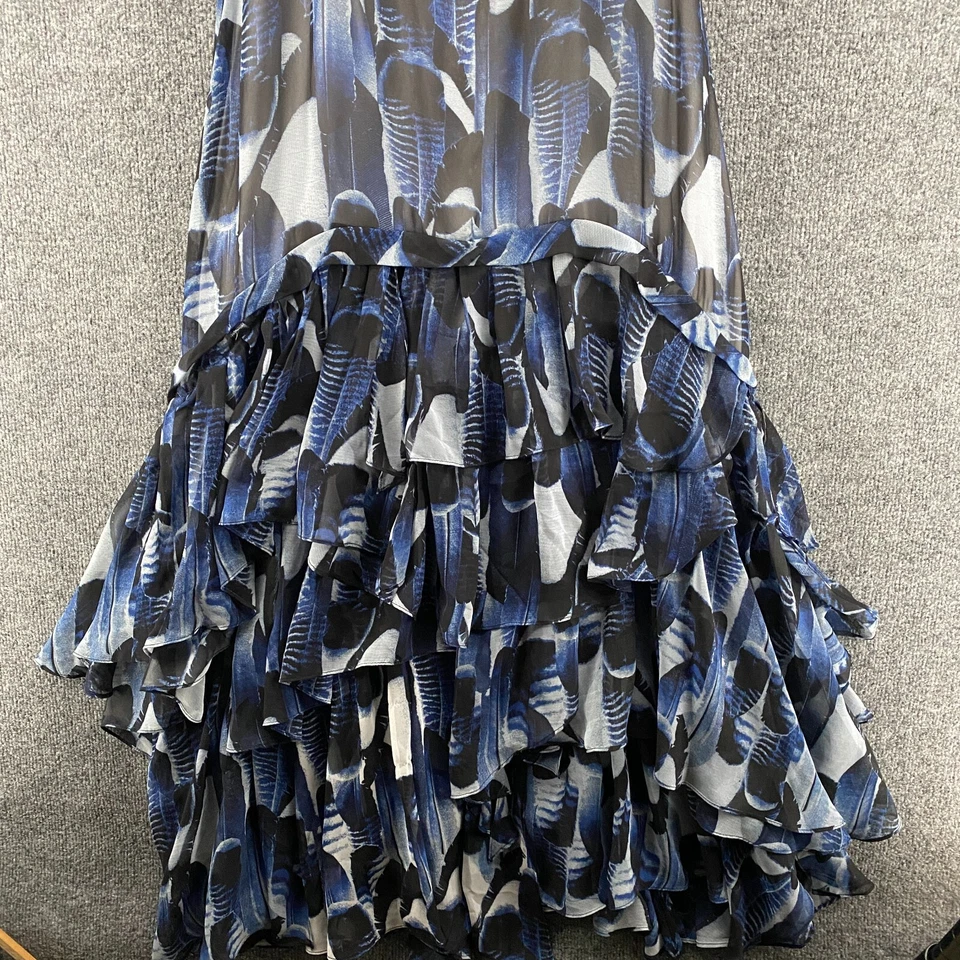 Vestido BB Dakota Para Mujer S Azul En Capas Volantes Maxi Largo Latino Caprichoso Romántico Foto 3 de 4