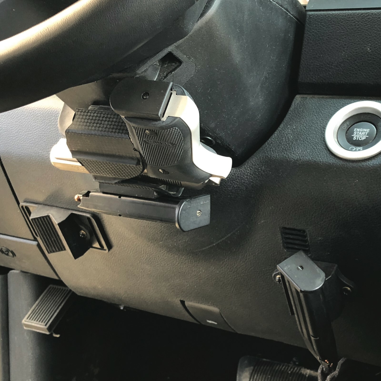 Gun Holster for Car, Under Steering Wheel, Under Dash, Console, Glove