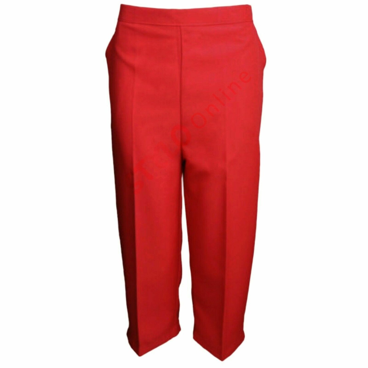Cropped Trousers Ladies Red Three Quarter Length Trousers Cropped