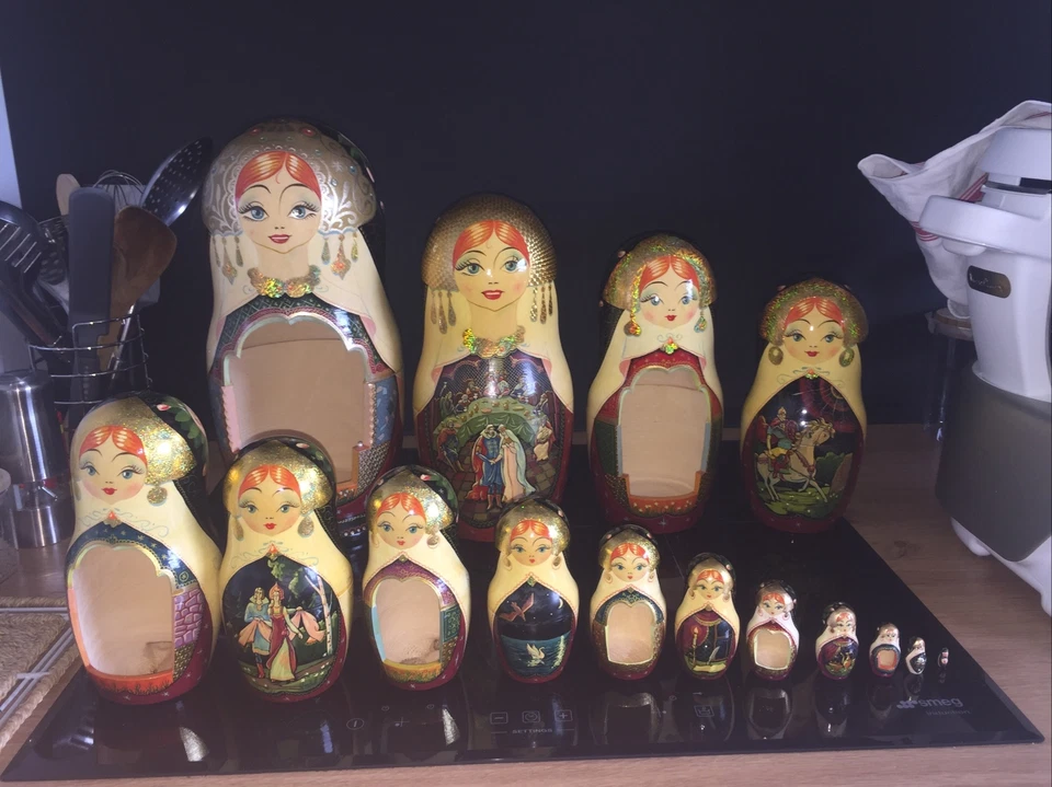 POUPÉES RUSSES PEINTES A LA MAIN PAR Artiste RUSSE EXCEPTIONNEL Scènes Relig - Photo 4/4