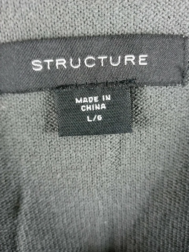 Structure Vest Men Size Large Gray Pull Over 100% Cotton V-neck Preppy Classic - Image 3 of 4