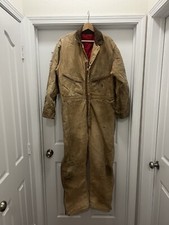 Vintage USA Carhartt Insulated Coveralls 44 Regular Brown Canvas Red Quilted