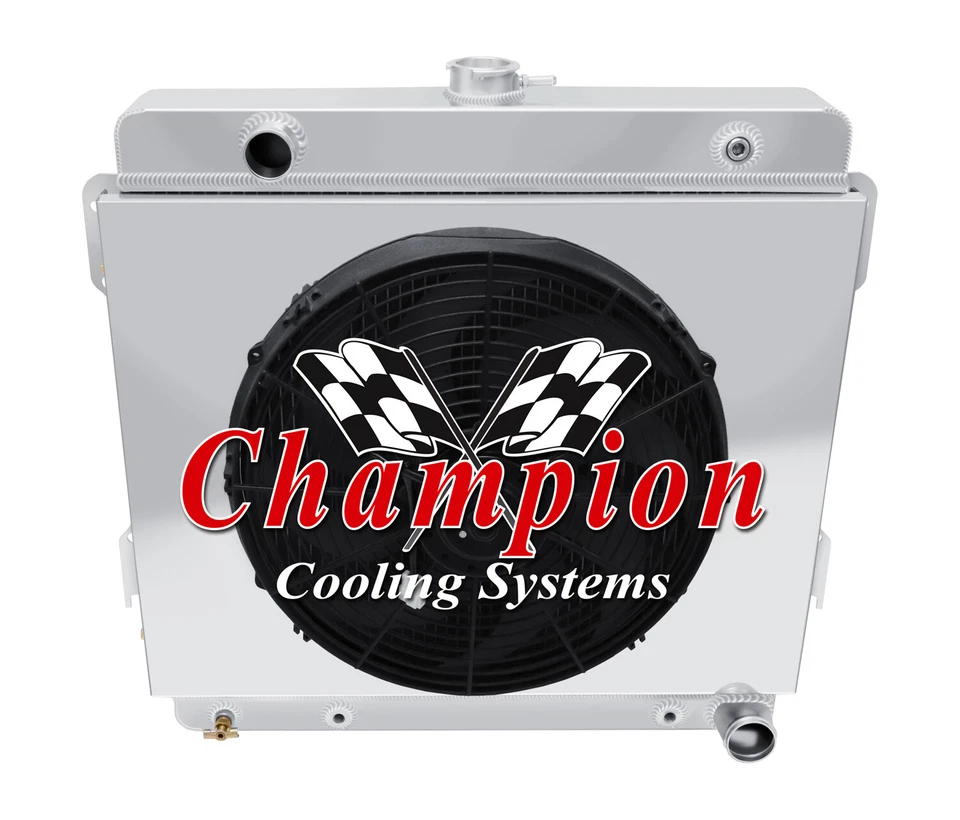 DR Champion 2 Row Radiator W/ 16" Fan and Shroud for 1979 Dodge RD200 V8 Engine - Image 3 of 4