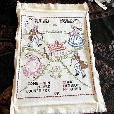 Vintage cross stitch Needlework Southern Belle Dapper Man Statement Was Framed