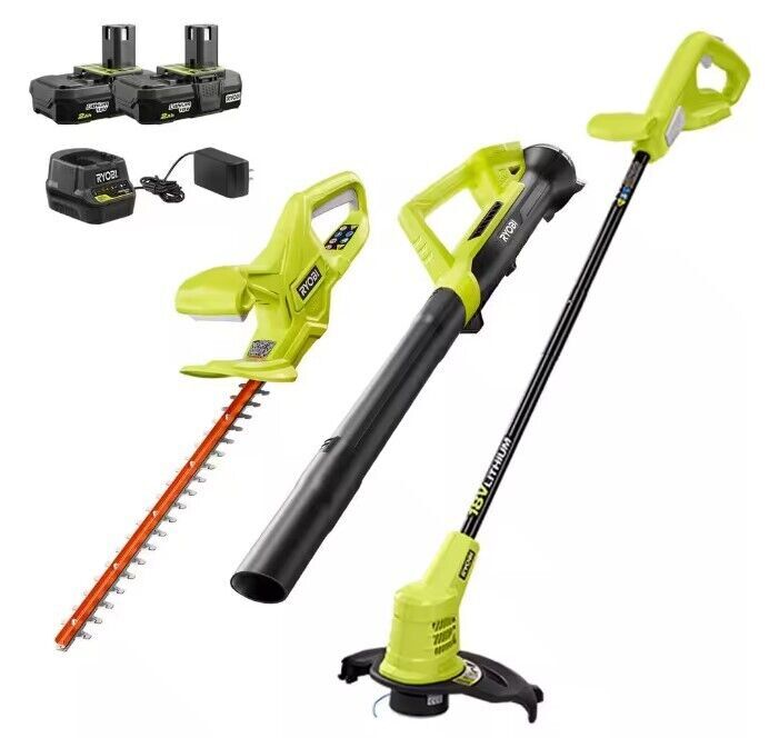 , Hedge Trimmer + Blower One+ 18v W/ (2) Batteries + Charger