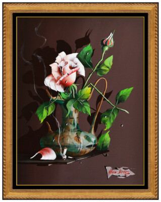 Alfano Dardari Original Surreal Painting On Canvas Signed Framed Still Life Art