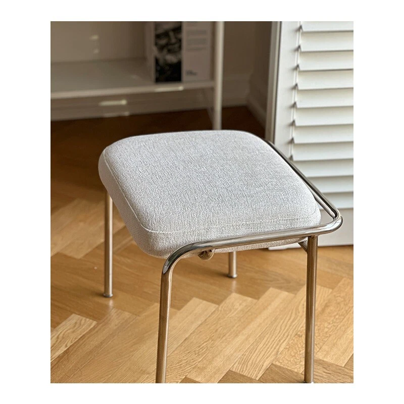 Cream wind stainless steel simple bedroom dressing makeup shoe changing stool - Image 4 of 4