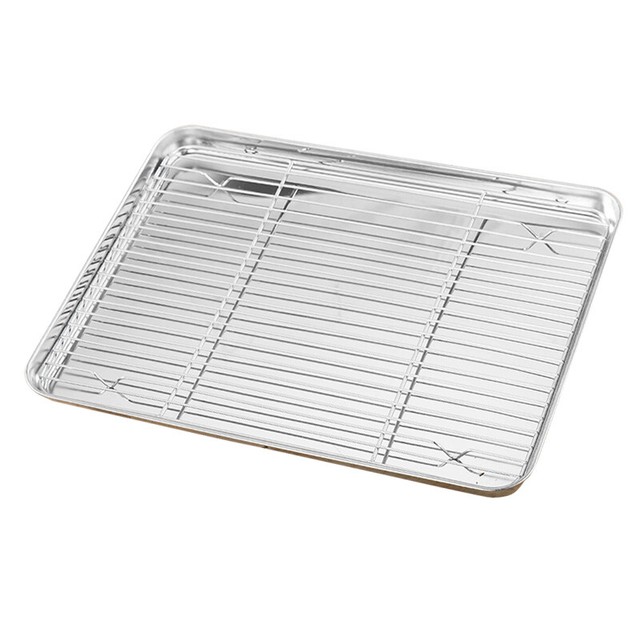 Stainless Steel Baking Tray Pan Cookie Sheet with Cooling Rack Bakeware
